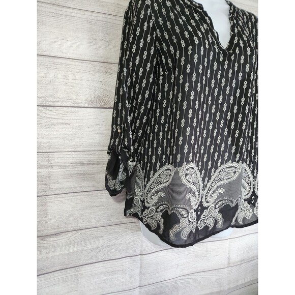 Charming Charlie vintage small black white sheer blouse - Picture 2 of 6